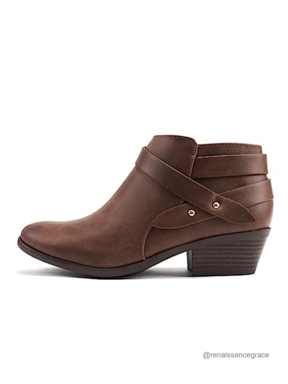 Women's Multi Strap Ankle Bootie Block Heel Synthetic PU Nubuck PU